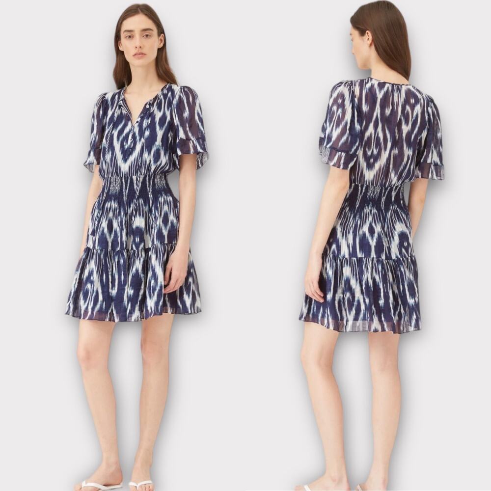 Rebecca Taylor ikat dress in indigo comb 100% silk size 6